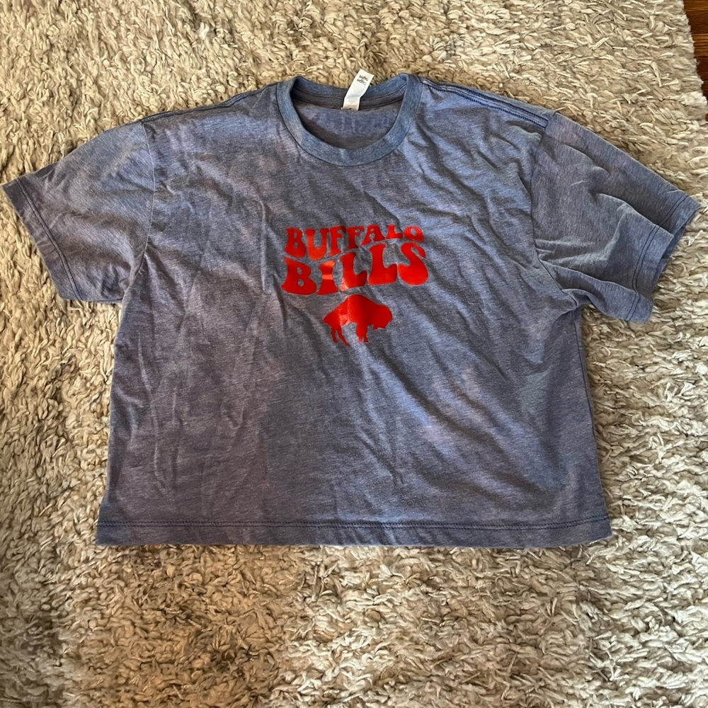 Brand new buffalo bills crop size small. Lightly bleached style.